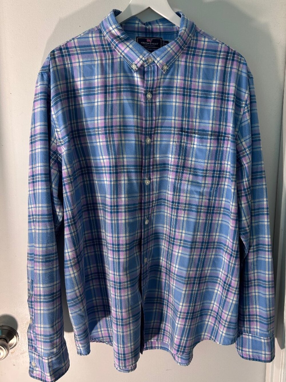 Vineyard Vines Pastel Plaid Murray Shirt XXL Blue Pink Plaid Slim Fit